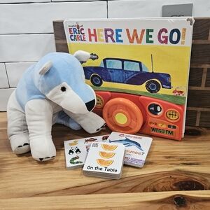 Eric Carle Here We Go Driving Car Book & NWT Blue Bear Plush